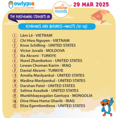 Owlypia competition results showing student achievements and awards ceremony