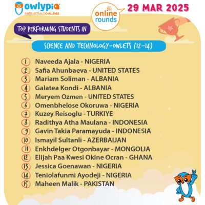 Owlypia competition results showing student achievements and awards ceremony