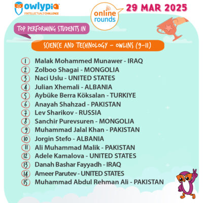 Owlypia competition results showing student achievements and awards ceremony