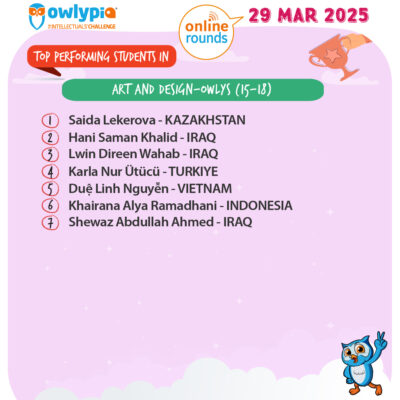Owlypia competition results showing student achievements and awards ceremony