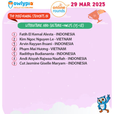 Owlypia competition results showing student achievements and awards ceremony