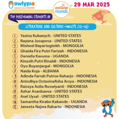Owlypia competition results showing student achievements and awards ceremony