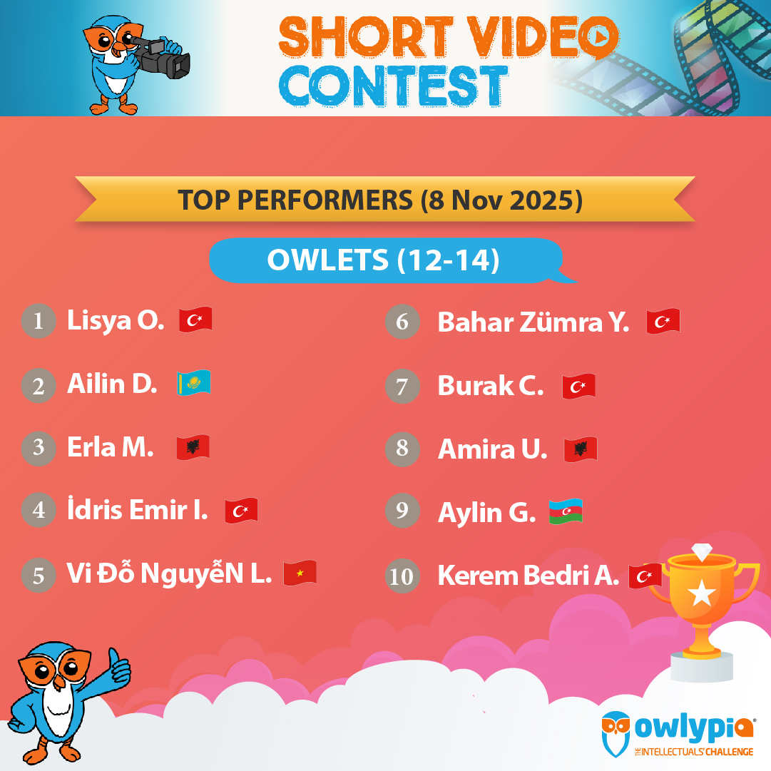 Owlypia competition results showing student achievements and awards ceremony
