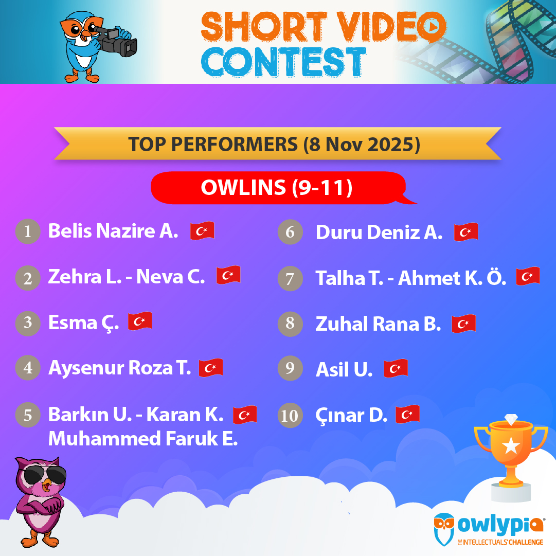 Owlypia competition results showing student achievements and awards ceremony