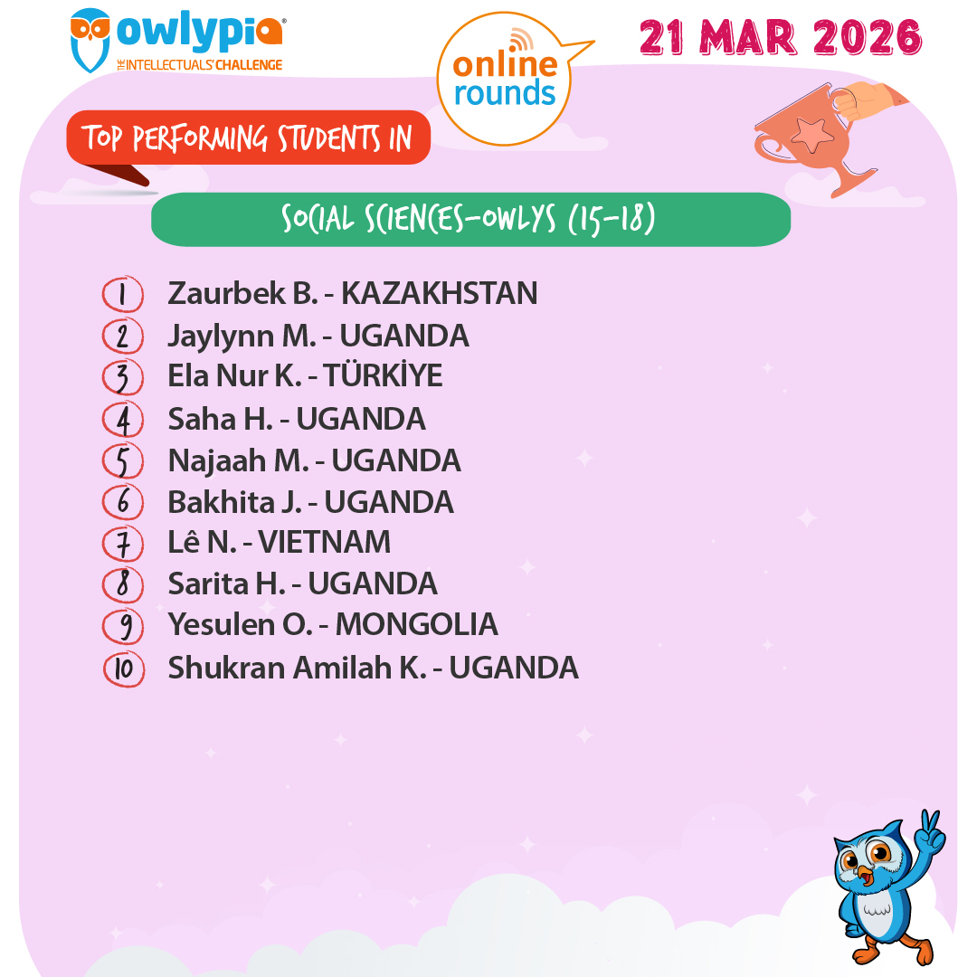 Owlypia competition results showing student achievements and awards ceremony